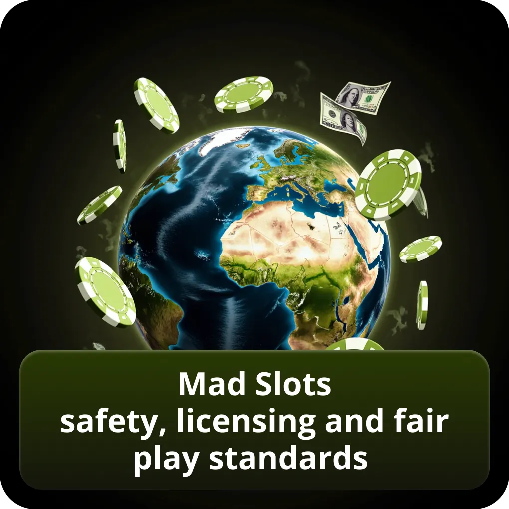 Mad Slots safety, licensing and fair play standards