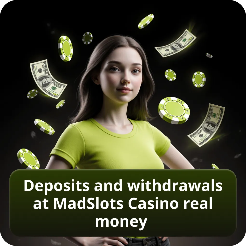 Deposits and withdrawals at MadSlots Casino real money